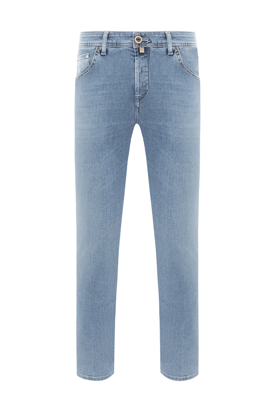 Jacob Cohen Blue men's jeans made of cotton with lyocell stone washed - brand logo. . 82% cotton, 11% lyocell, 7% elastane. button, zipper. five pockets. Country of manufacture: Italy. Care: specialized cleaning - photo 1