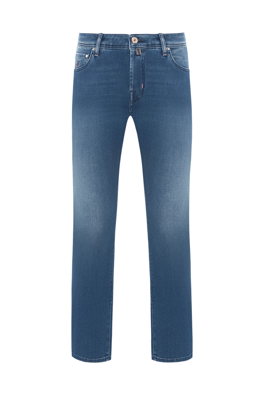 Jacob Cohen Blue distressed men's jeans - brand logo. . 83% cotton, 15% polyester, 2% elastane. button, zipper. five pockets. Country of manufacture: Italy. Care: specialized cleaning - photo 1