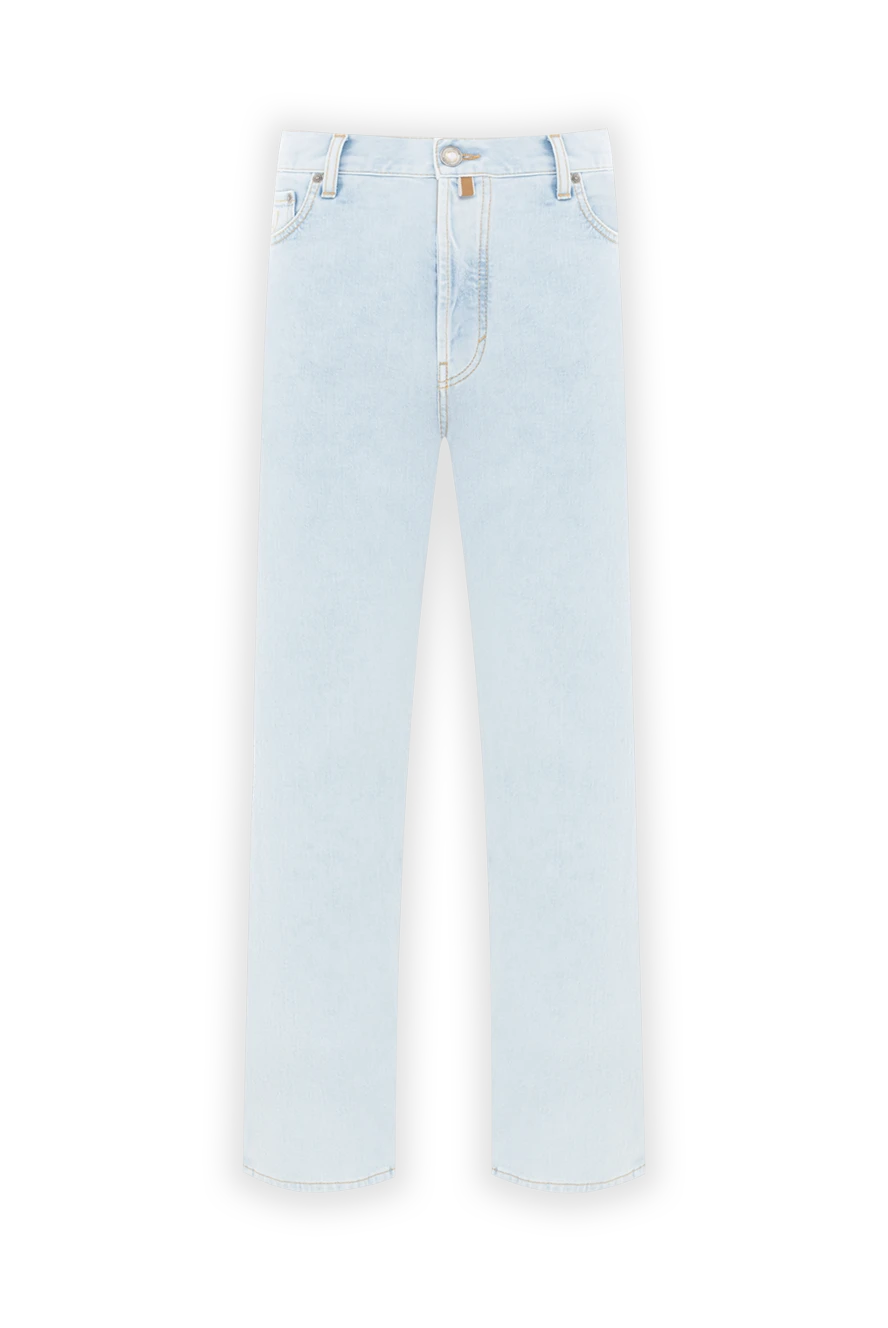 Jacob Cohen Light blue men's jeans made of stone washed cotton - brand logo. . 98% cotton, 2% elastane. button, zipper. two side pockets, two back pockets. Country of manufacture: Italy. Care: specialized cleaning - photo 1