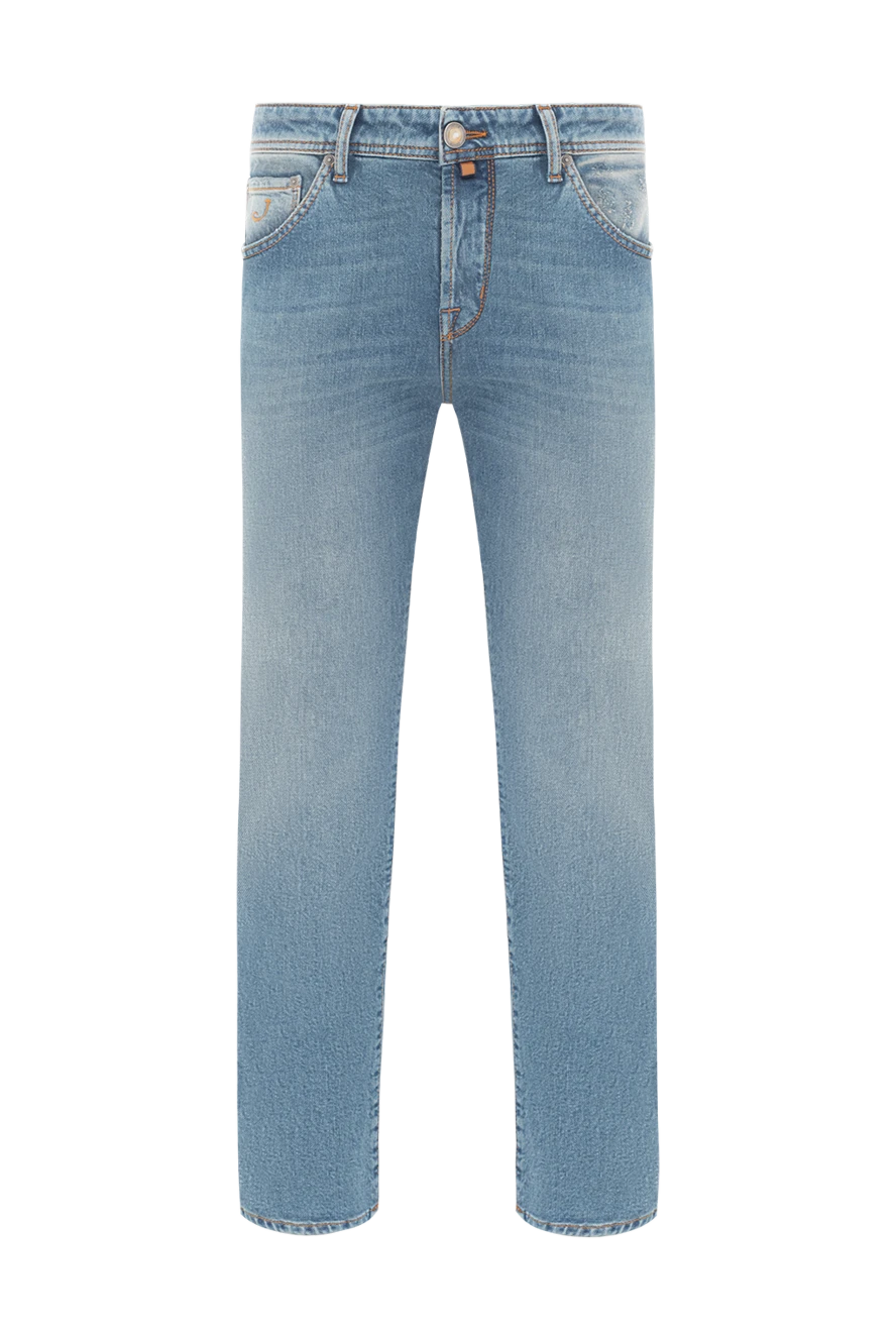 Jacob Cohen Blue men's cotton jeans with vintage effect - brand logo. . 99% cotton, 1% elastane. button, zipper. five pockets. Country of manufacture: Italy. Care: specialized cleaning - photo 1