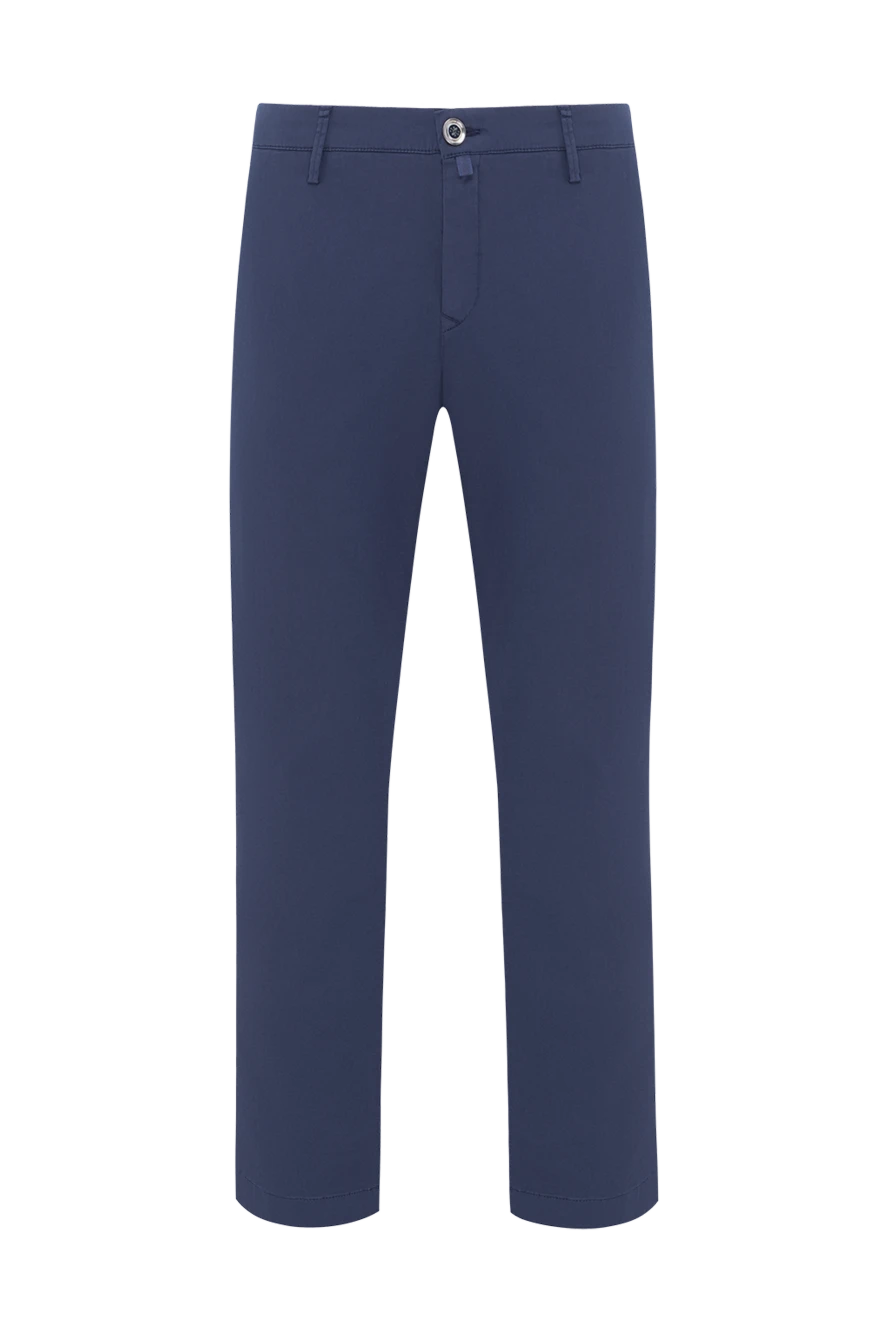 Jacob Cohen Men's blue stretch cotton lyocell trousers - brand logo. 55% cotton, 42% lyocell, 3% elastane. button, zipper. Pockets, two side pockets, two back pockets. Country of manufacture: Italy. Care: specialized cleaning - photo 1