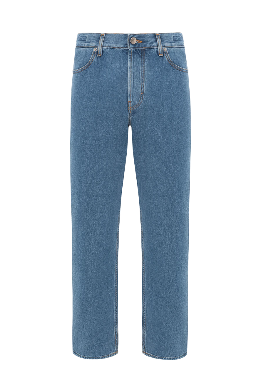 Jacob Cohen Men's Blue Textured Straight Fit Cotton Jeans - brand logo. . 100% cotton. Fastener: button, zipper. five pockets. Country of manufacture: Italy. Care: specialized cleaning - photo 1