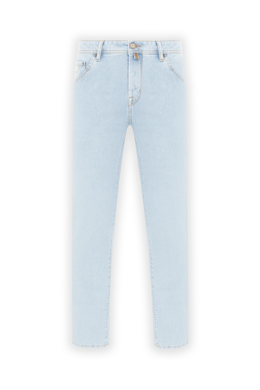 Jacob Cohen Men's jeans light blue cotton tapered - brand logo. . 99% cotton, 1% elastane. button, zipper. five pockets. Country of manufacture: Italy. Care: specialized cleaning - photo 1