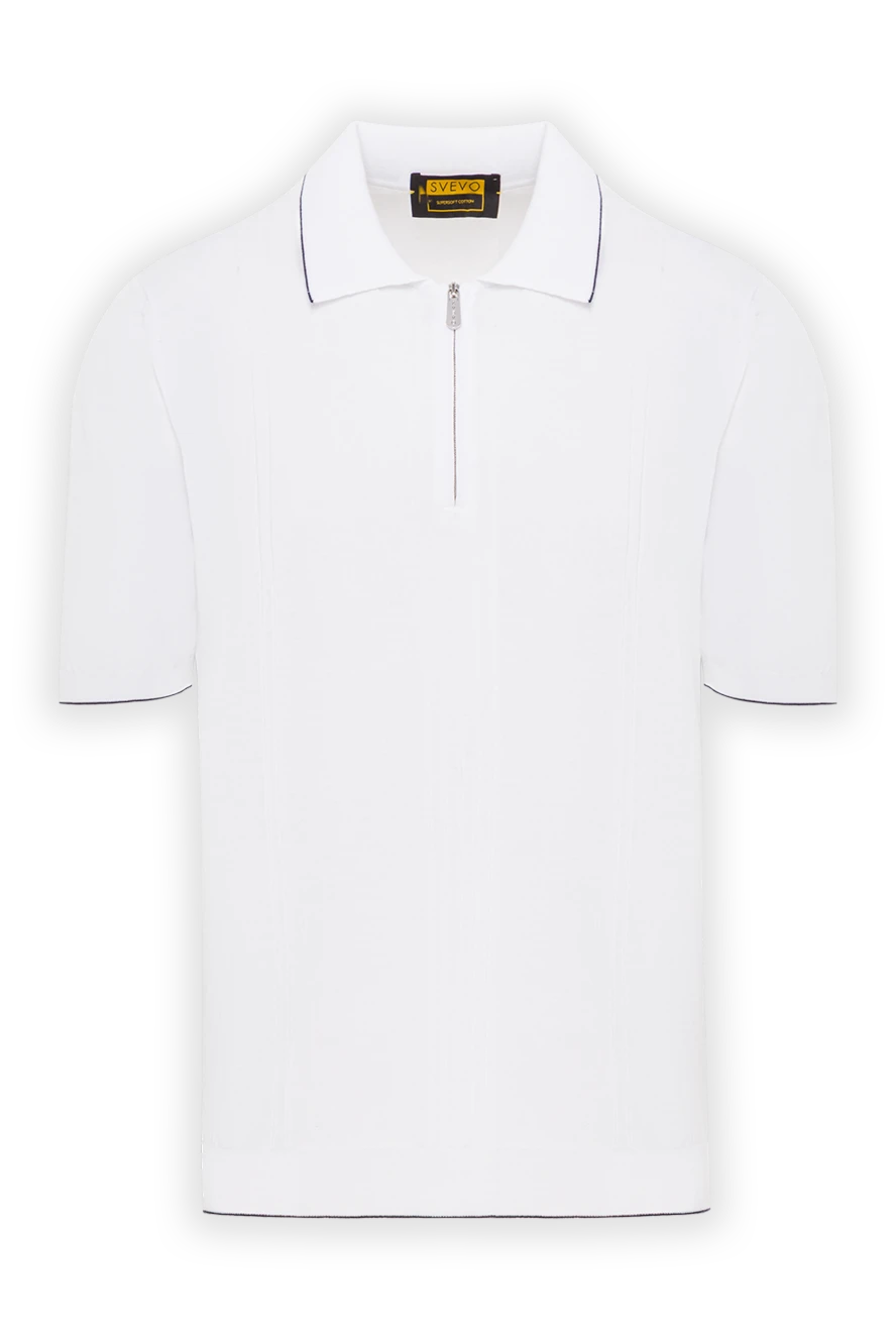 Svevo White cotton polo with black zip trim - black edging. 100% cotton. Fastener: zipper. Country of manufacture: Italy. Care: specialized cleaning - photo 1