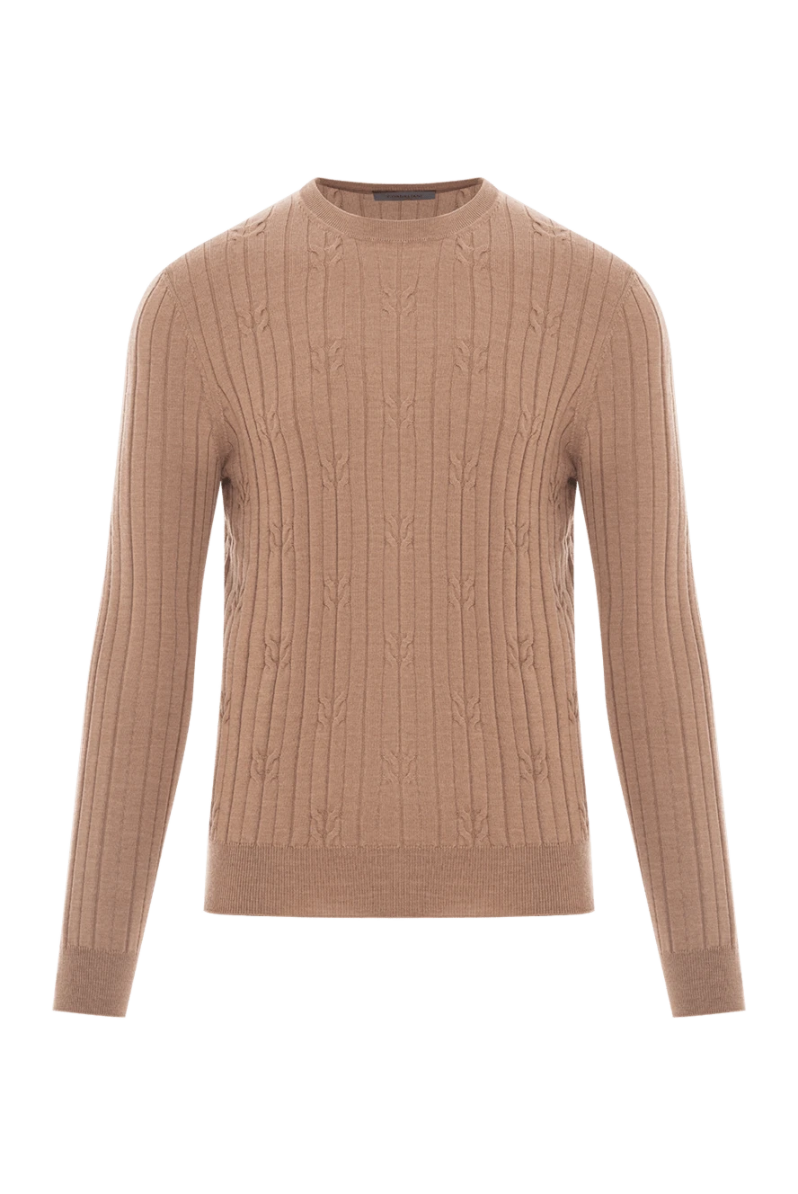 Corneliani Knitted jumper with vertical stripes and voluminous texture - 100% wool. Color: beige. Country of manufacture: Italy. Care: specialized cleaning - photo 1