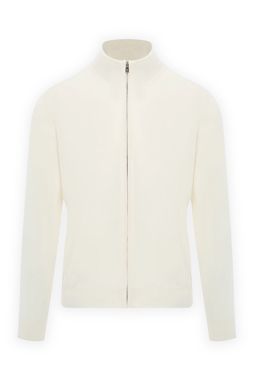 Corneliani Кардиган молочного оттенка на молнии из тонкой шерсти с воротником-стойкой - 100% шерсть. молния. Страна производитель: Италия. Уход: специализированная чистка - фото 1