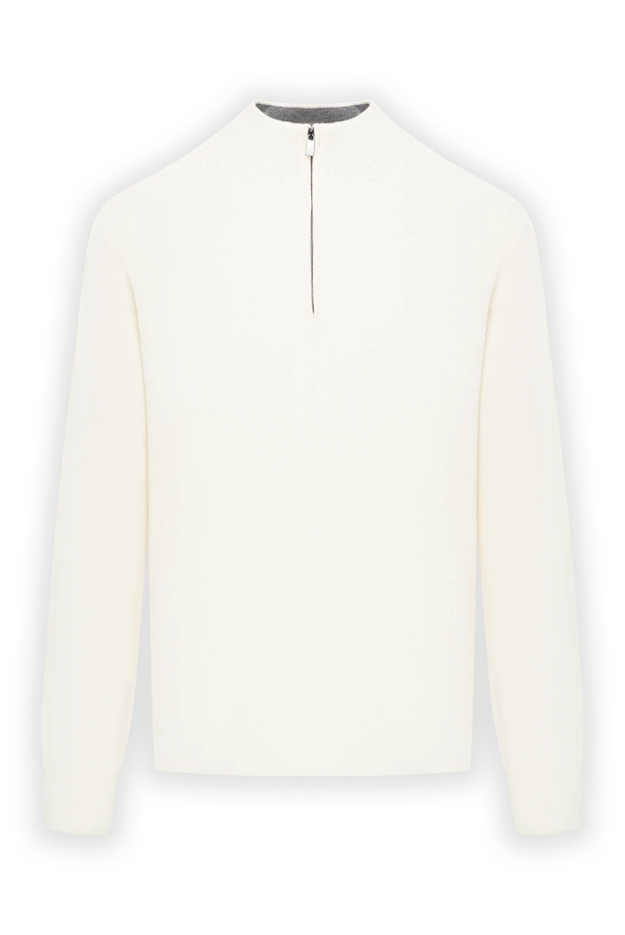 Corneliani Тройер из шерсти и кашемира цвета ваниль с застёжкой на молнии - 90% шерсть, 10% кашемир. Цвет: белый. молния. Страна производитель: Италия. Уход: специализированная чистка - фото 1