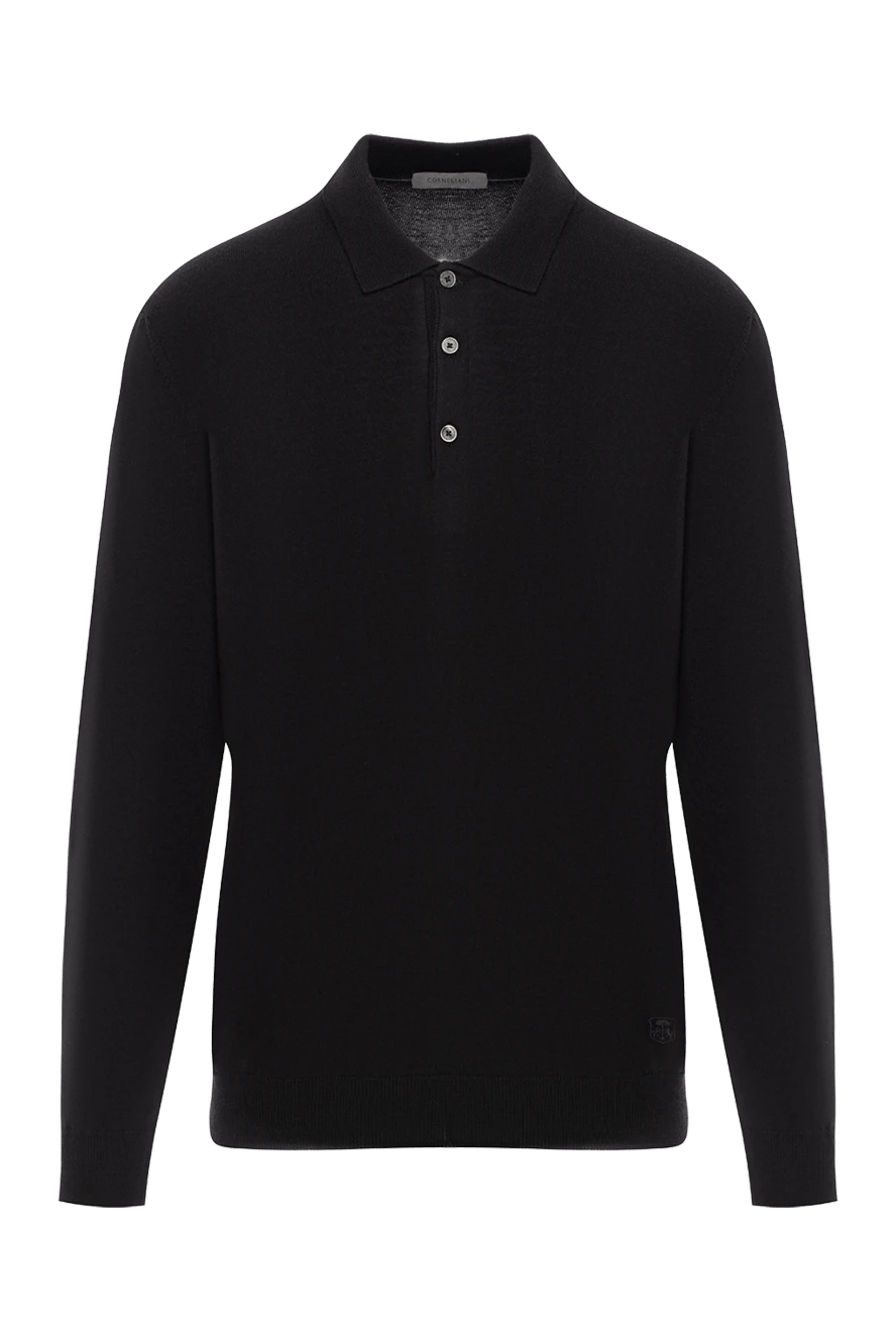 Corneliani Чёрное поло с длинным рукавом из шерстяного трикотажа - 100% шерсть. пуговицы. Страна производитель: Италия. Уход: специализированная чистка - фото 1