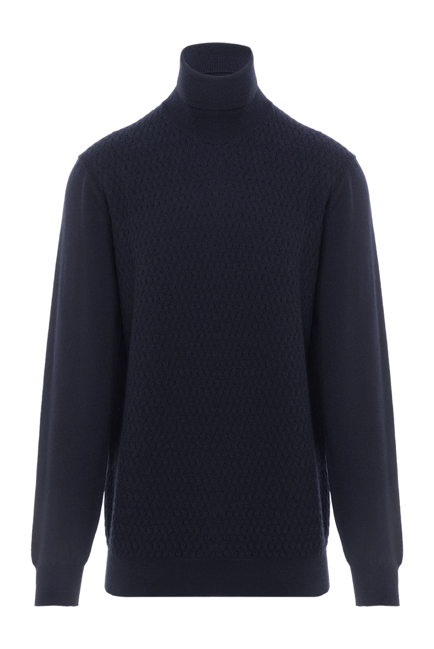 Corneliani Wool golf with textured pattern blue - textured pattern. 100% wool. Color: blue. Country of manufacture: Italy. Care: specialized cleaning - photo 1