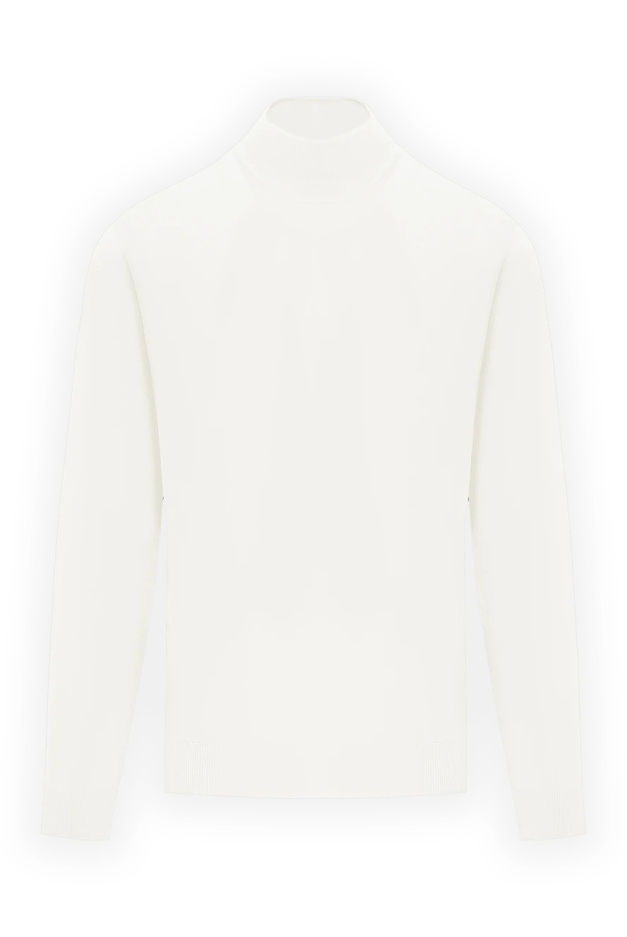 Corneliani Джемпер мужской белый с воротником стойкой из шерсти - 100% шерсть. Страна производитель: Италия. Уход: специализированная чистка - фото 1