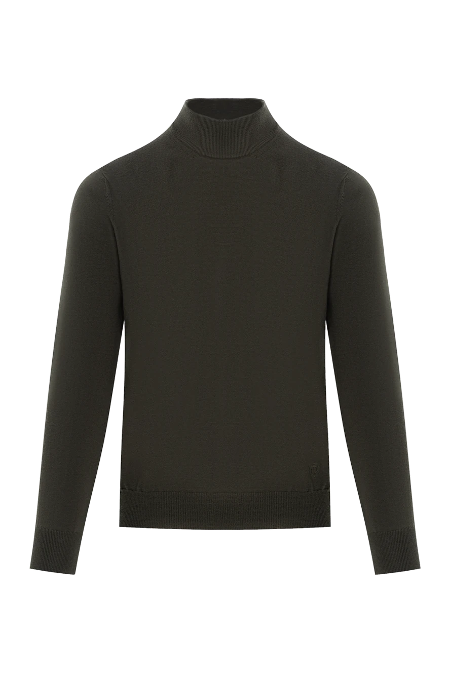 Corneliani Джемпер чоловічий зелений з коміром стійкою із вовни - 100% шерсть. Країна виробник: Італія. Догляд: спеціалізоване чищення - фото 1