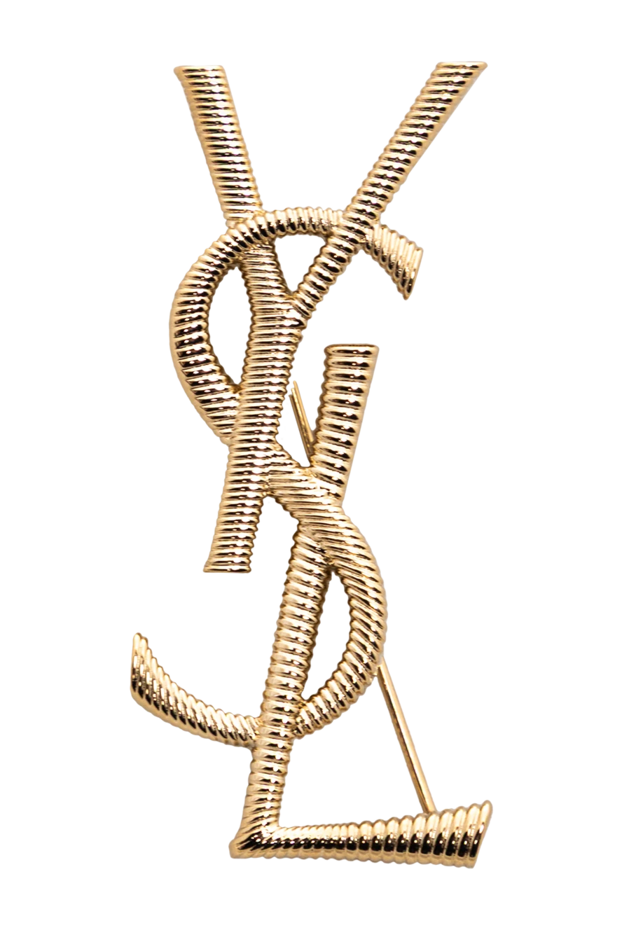 Saint Laurent Брошка Cassandre з фактурою крученого шнура - фактура крученого шнура. 100% латунь. Розмір: 5,2 x 2,4 см. застібка-шпилька із запобіжним гачком. Країна виробник: Італія. Догляд: спеціалізоване чищення - фото 1