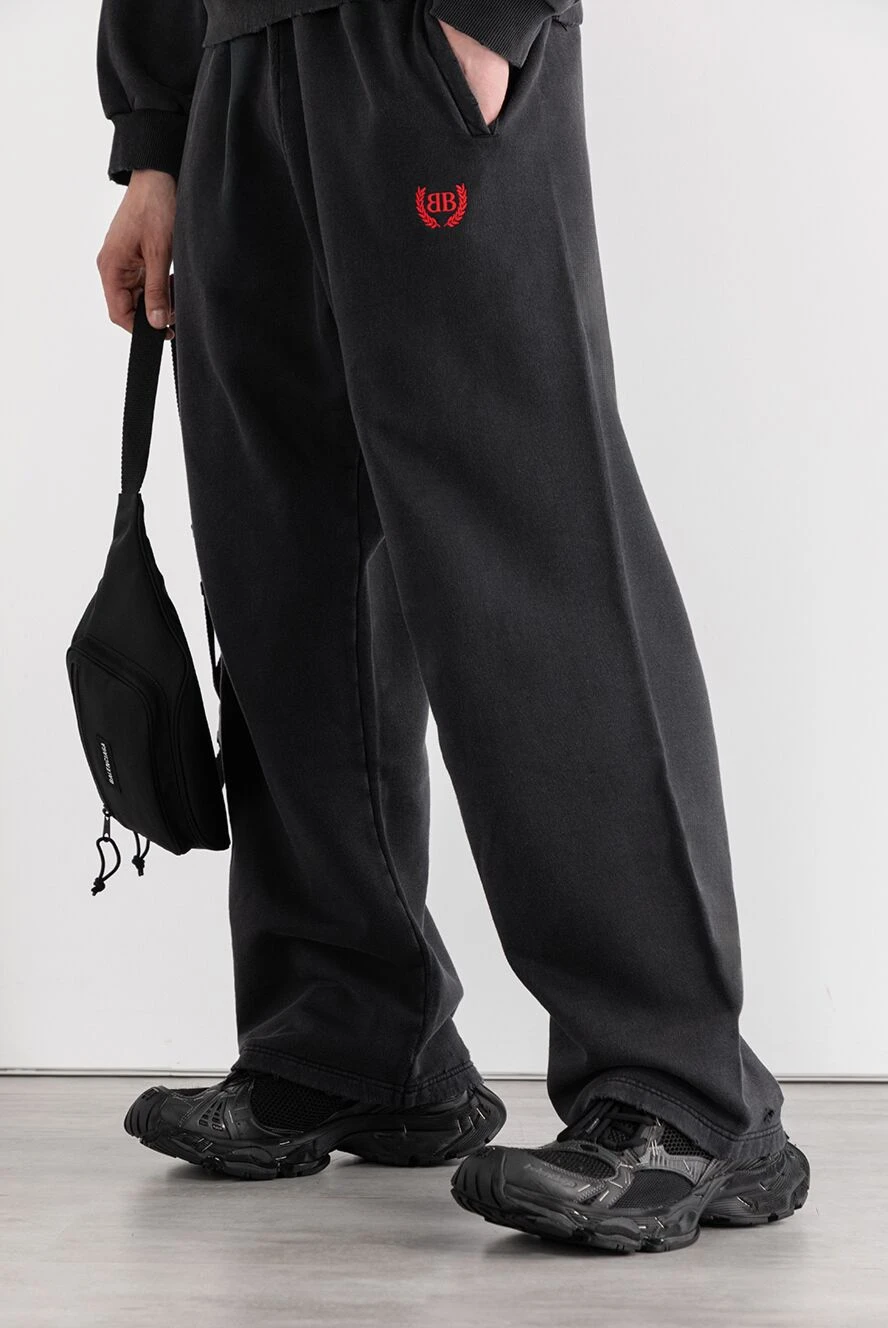 Balenciaga мужские кроссовки stapler черного цвета с эффектом