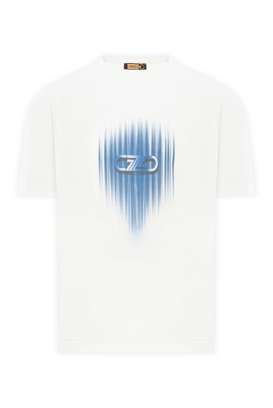 Zilli Біла футболка з преміальної бавовни з ефектом аерографії - логотип бренду. 100% бавовна. Колір: білий. Країна виробник: Італія. Догляд: спеціалізоване чищення - фото 1