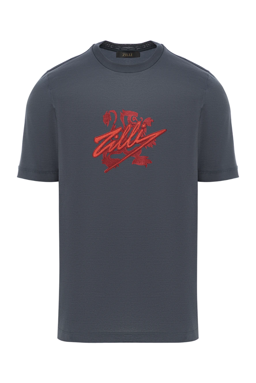 Zilli Футболка темно-сіра з червоним гербом та вишитим логотипом - логотип. 100% бавовна. Колір: сірий. Країна виробник: Італія. Догляд: спеціалізоване чищення - фото 1