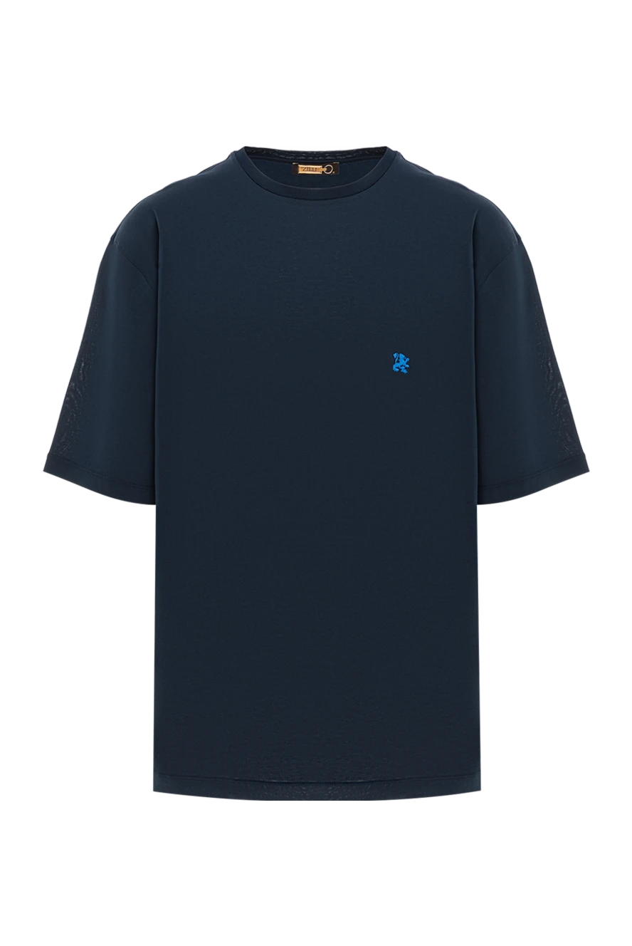 Zilli Мінімалістична футболка кольору індиго з акцентом у вигляді лева - логотип. 100% бавовна. Колір: синій. Країна виробник: Італія. Догляд: спеціалізоване чищення - фото 1