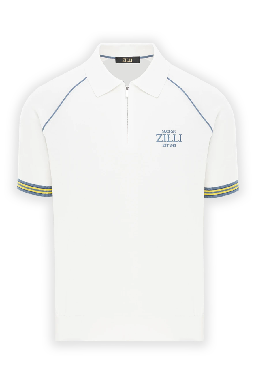 Zilli Біле поло з вишивкою EST 1965 та акцентними манжетами - акцентні манжети. 100% бавовна. Колір: білий. блискавка. Країна виробник: Італія. Догляд: спеціалізоване чищення - фото 1