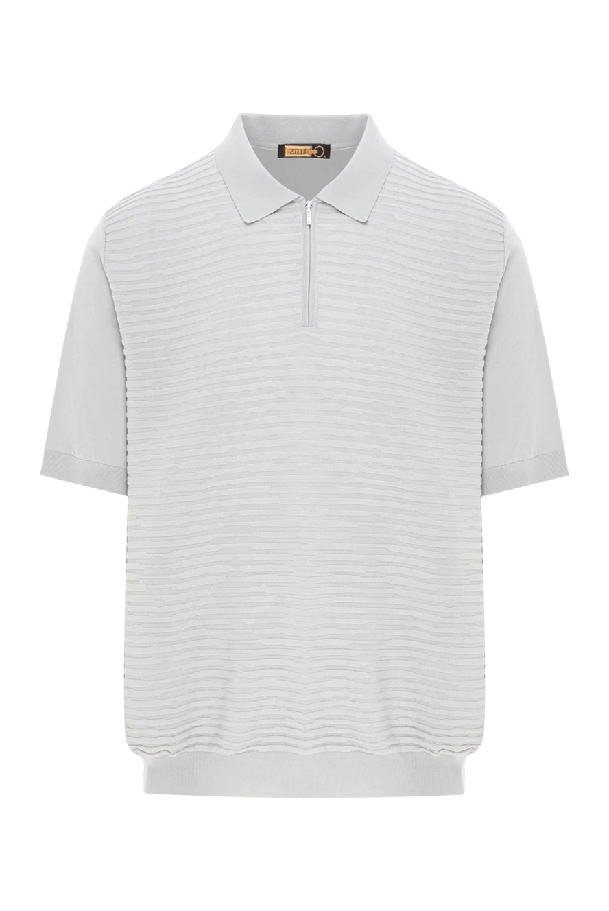 Zilli Сіре поло з м'якого шовку та бавовни з зип-застібкою та об'ємним візерунком - об'ємний візерунок. 60% шовк, 40% бавовна. Колір: сірий. блискавка. Країна виробник: Італія. Догляд: спеціалізоване чищення - фото 1