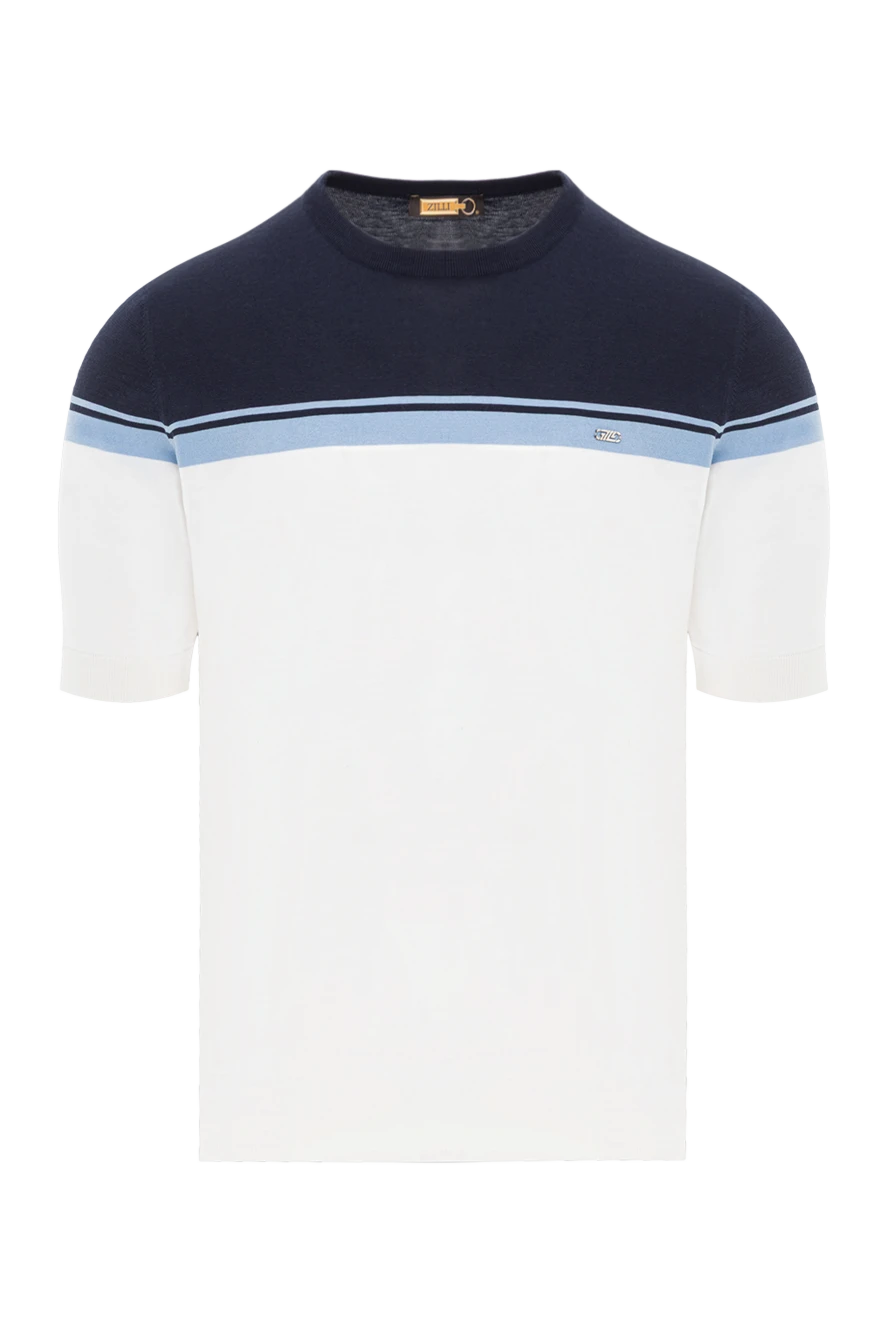 Zilli Джемпер у морському стилі з коротким рукавом та кольоровими вставками - кольорові вставки. 50% шовк, 30% бавовна, 20% льон. Колір: білий. Країна виробник: Італія. Догляд: спеціалізоване чищення - фото 1