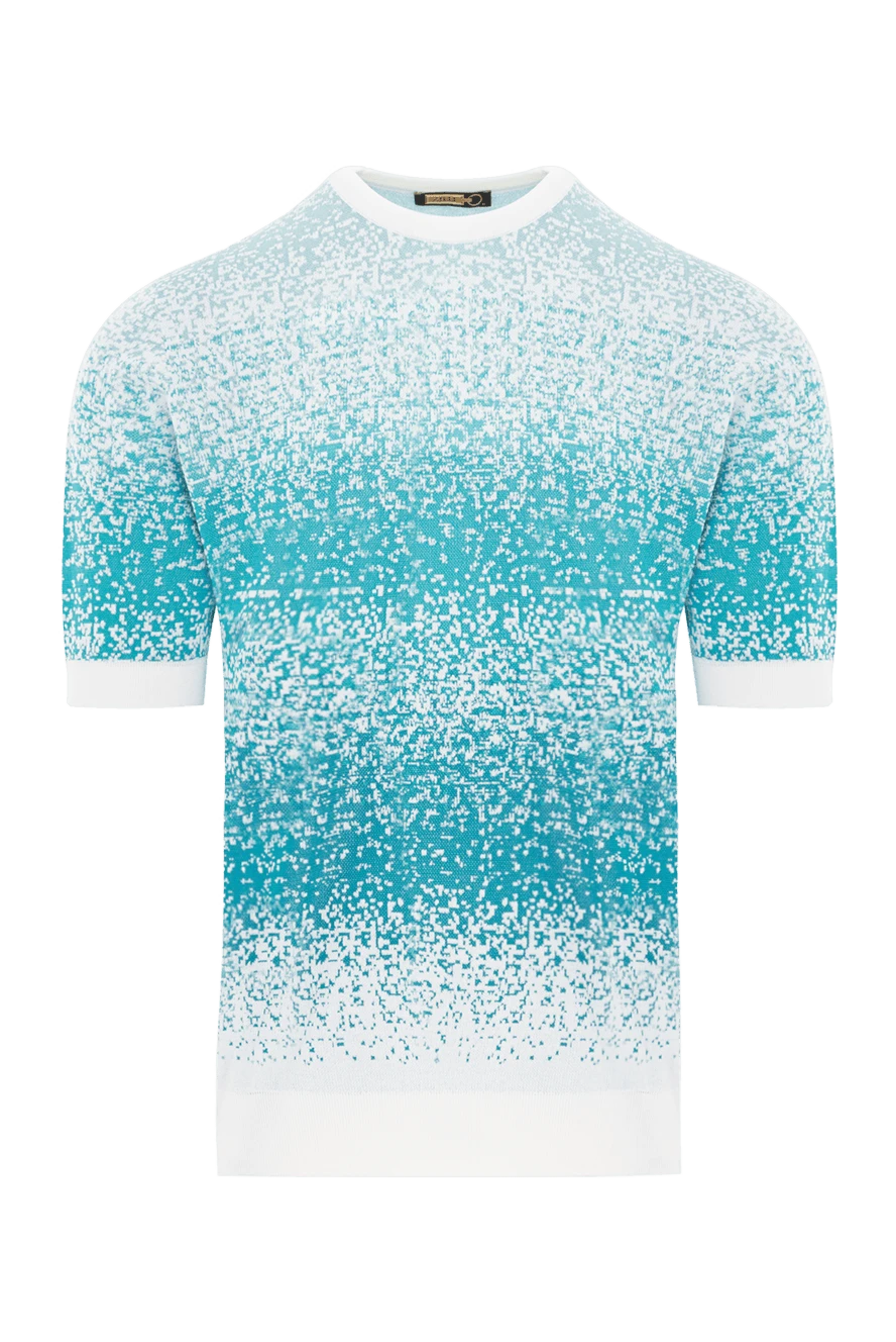 Zilli Джемпер с коротким рукавом и градиентным эффектом в бирюзово-белой гамме - абстрактный узор. 70% хлопок, 30% хлопок. Цвет: голубой. Страна производитель: Франция. Уход: специализированная чистка - фото 1