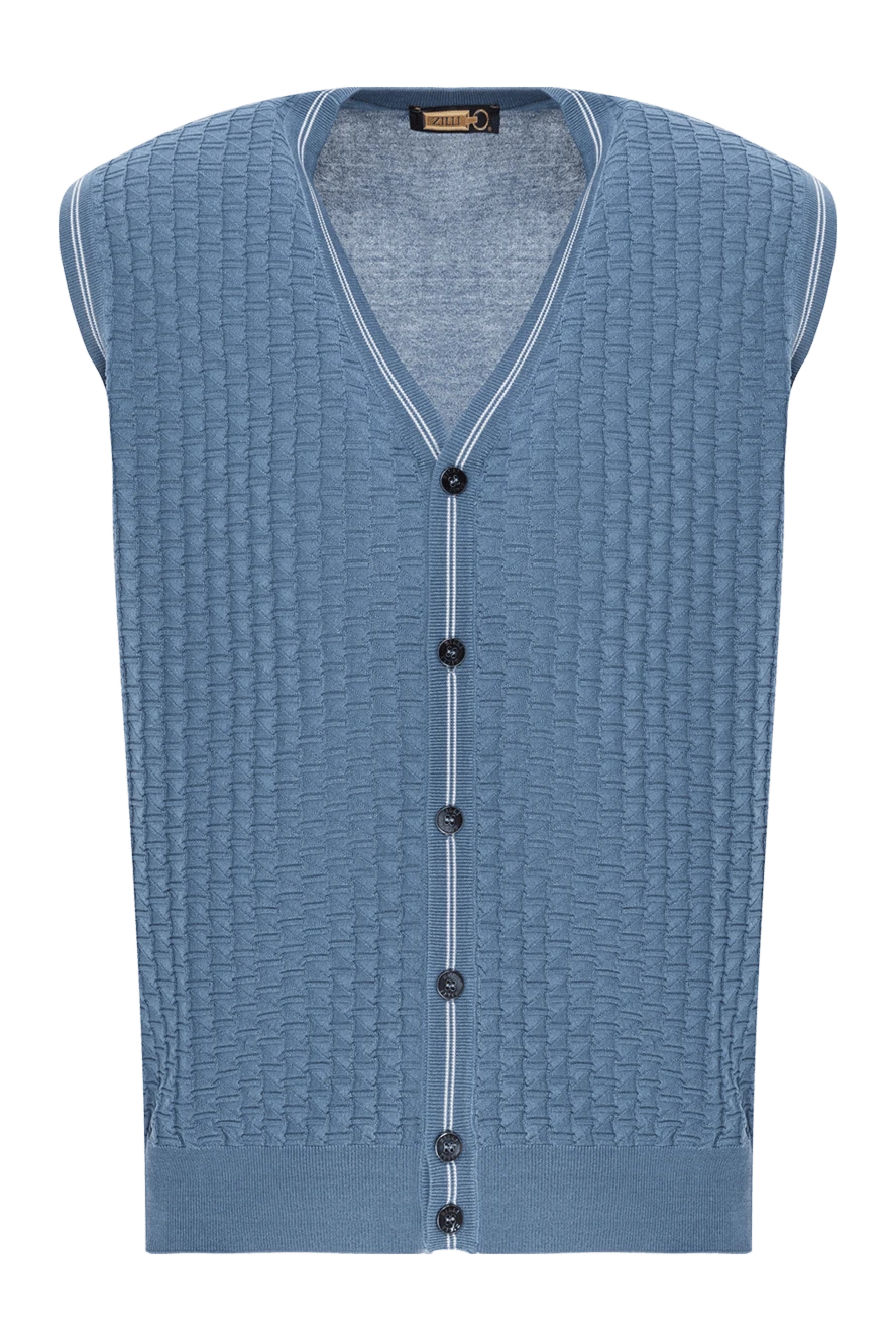 Zilli Жилет синього кольору з об'ємним плетінням та контрастним оздобленням на гудзиках. - об'ємне плетіння . 50% шовк, 50% бавовна. Колір: синій. Країна виробник: Італія. Догляд: спеціалізоване чищення - фото 1