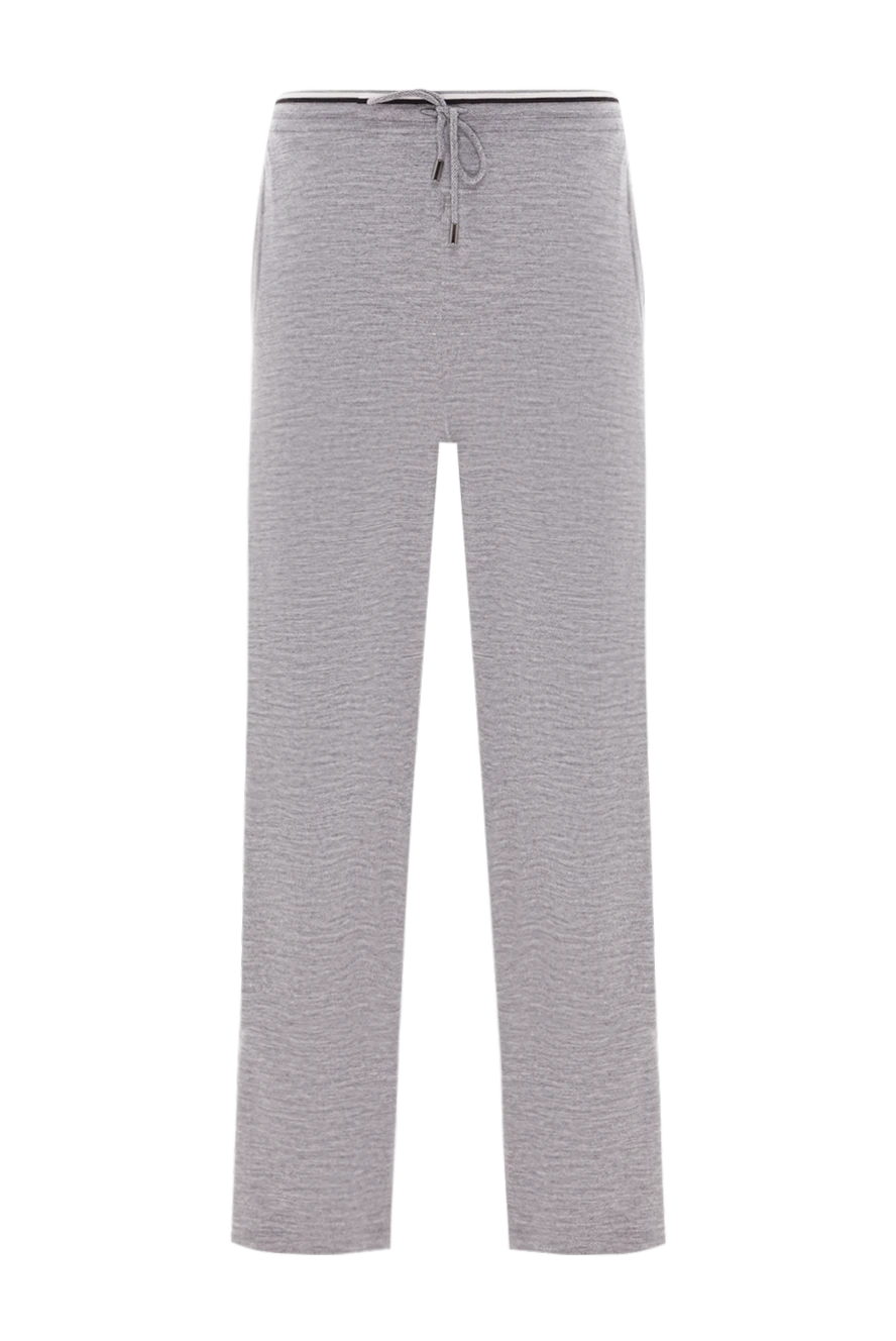 Zilli Gray wool trousers with silk trim and drawstring - 70% wool, 30% silk. Closure: drawstring, zipper. two side pockets, one back zippered pocket. Country of manufacture: Italy. Care: specialized cleaning - photo 1