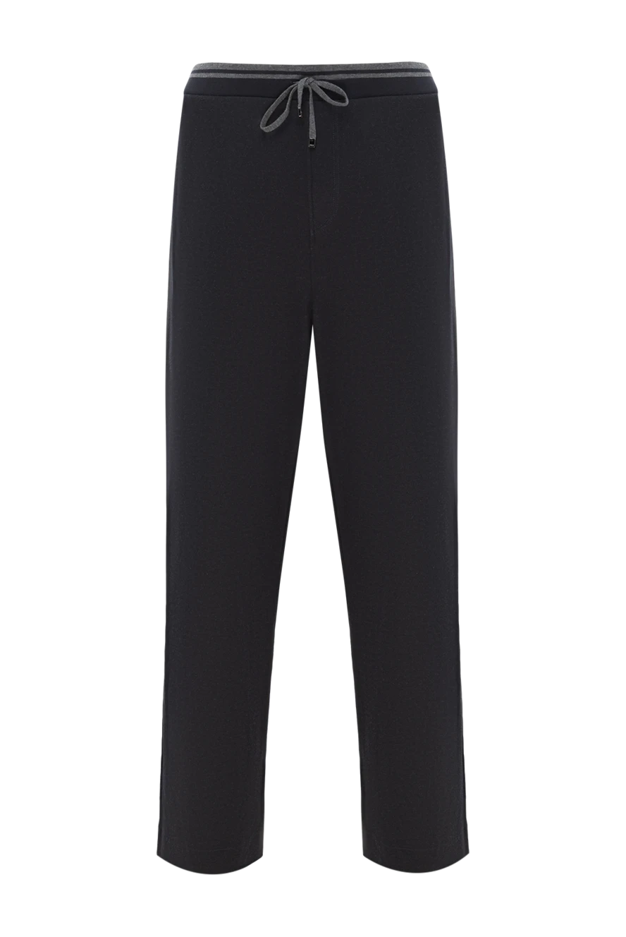 Zilli Брюки з бавовни з додаванням шовку із зав'язками та еластичною талією сині - 48% бавовна, 44% шовк, 8% поліамід. Колір: синій. куліска. Крамани: дві бічні кишені, одна задня кишеня. Країна виробник: Італія. Догляд: спеціалізоване чищення - фото 1