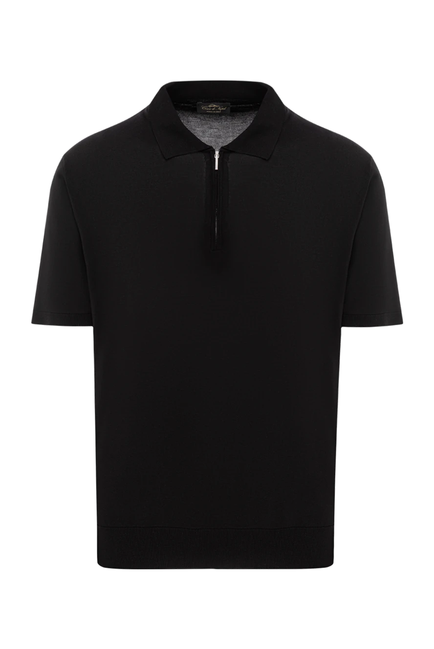Cesare di Napoli Black short sleeve zip up polo shirt made of silk - 100% silk. Fastener: zipper. Country of manufacture: Italy. Care: specialized cleaning - photo 1