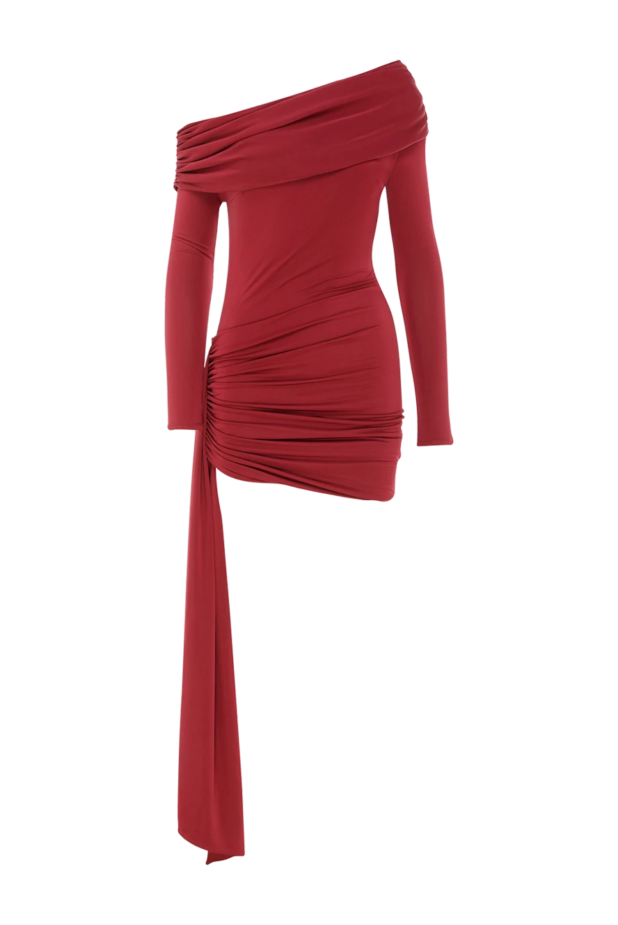 Khela Асиметрична сукня на одне плече з драпіруванням і подовженою бордовою вставкою - драпірування. 90% поліестер, 10% еластан. Країна виробник: Італія. Догляд: спеціалізоване чищення - фото 1