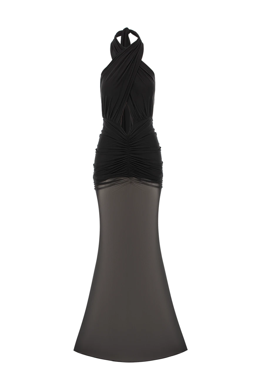 Khela Сукня максі Forbidden із сітки у чорному кольорі - збірками спереду та ззаду. 90% поліестер, 10% еластан. застібка-блискавка ззаду та нековзна силіконова підкладка. Країна виробник: Італія. Догляд: спеціалізоване чищення - фото 1