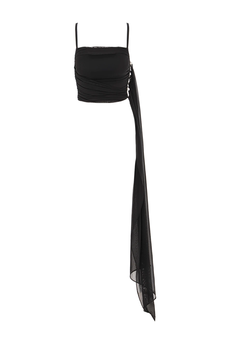 Khela Топ Magnet of Scandal із сітки насиченого чорного кольору з сітчастим подолом збоку - сітчастий поділ збоку. 90% поліестер, 10% еластан. застібка-блискавка, металеві гудзики. Країна виробник: Італія. Догляд: спеціалізоване чищення - фото 1