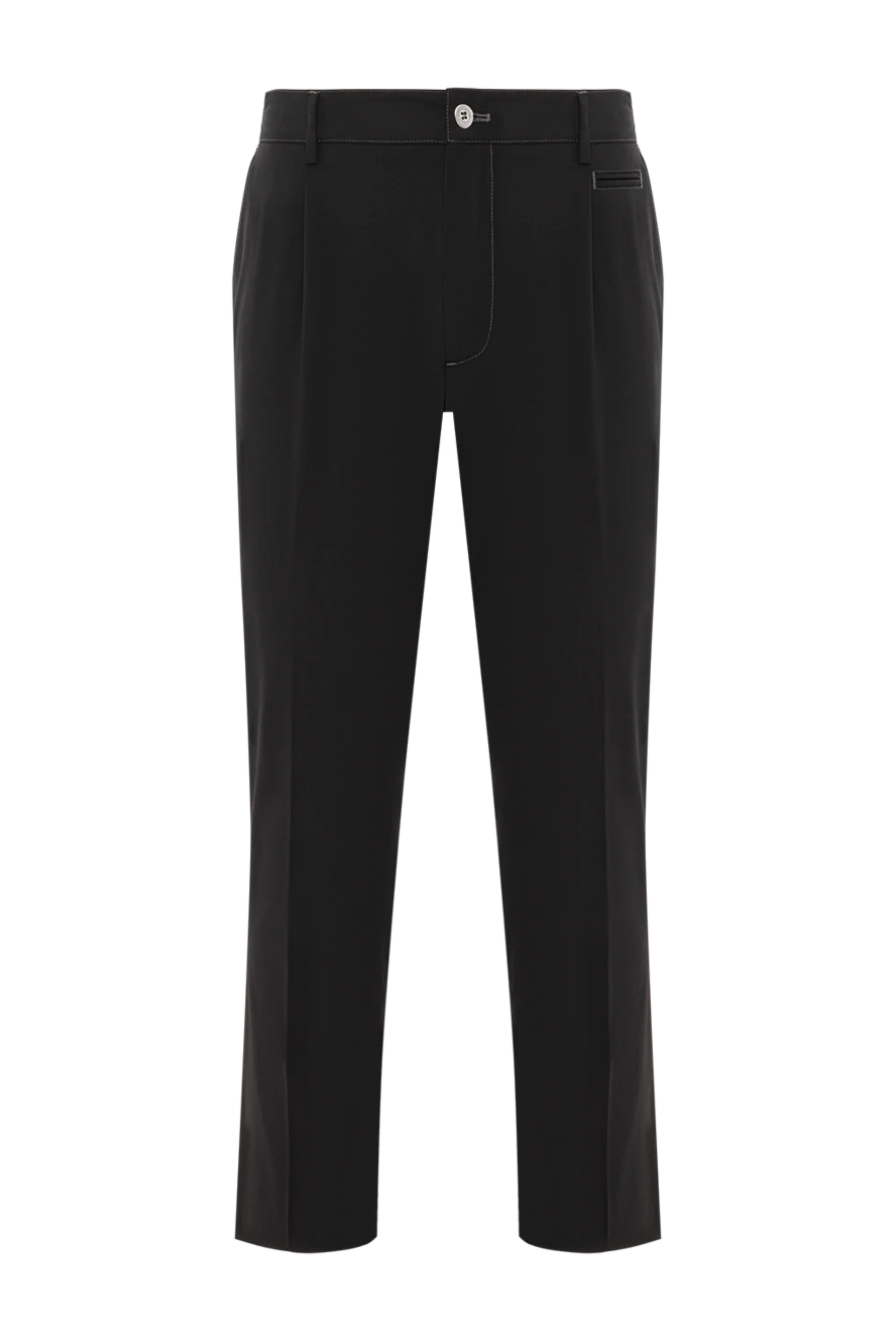 Scissor Scriptor Men's trousers of a strict silhouette made of thick black wool - tucks. 96% wool, 4% elastane. button, zipper. two side, two back, coin pocket. Country of manufacture: Italy. Care: specialized cleaning - photo 1