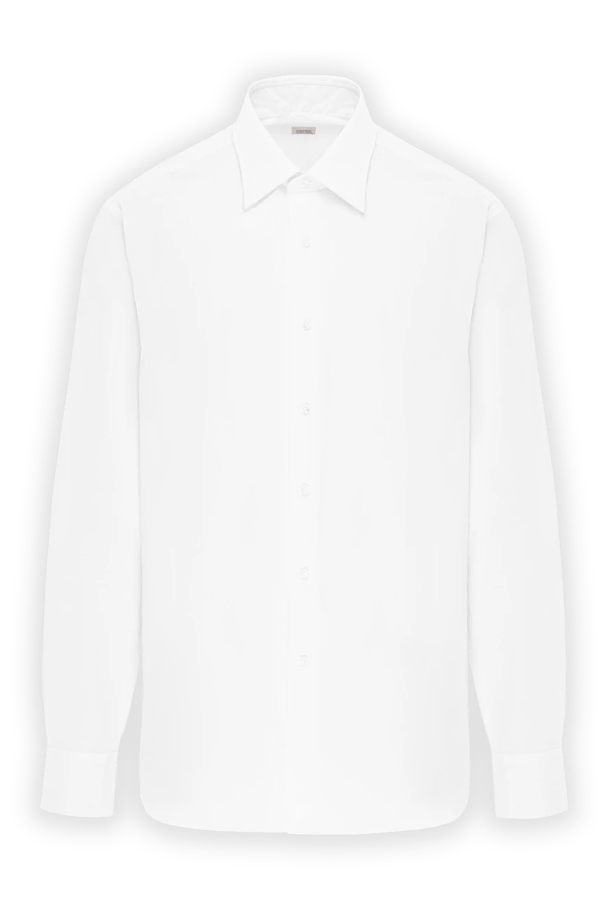 Alessandro Gherardi Men's white shirt with French poplin collar - 100% cotton. buttons. Country of manufacture: Italy. Care: specialized cleaning - photo 1