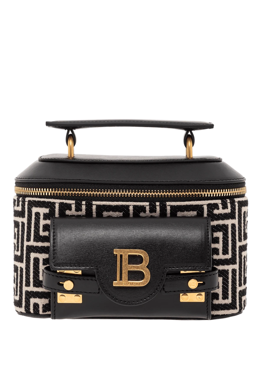 Balmain Жіноча сумка-тоут B-Buzz Vanity з чорно-білим логотипом та візерунком. - логотип. 80% текстиль, 20% натуральна шкіра. Довжина ременя: регульований ремінець. зовнішня кишеня. видима застібка-блискавка. Країна виробник: Італія. Догляд: спеціалізоване чищення - фото 1