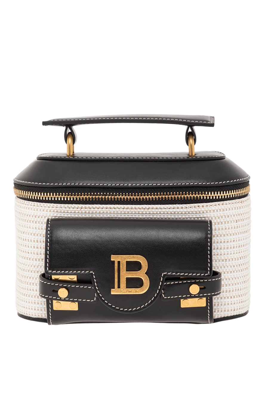 Balmain Женская сумка-тоут B-Buzz белая с черным карманом - логотип. 80% текстиль, 20% натуральная кожа. Длина ремня: регулируемый ремешок. наружный карман. видимая застежка-молния. Страна производитель: Франция. Уход: специализированная чистка - фото 1