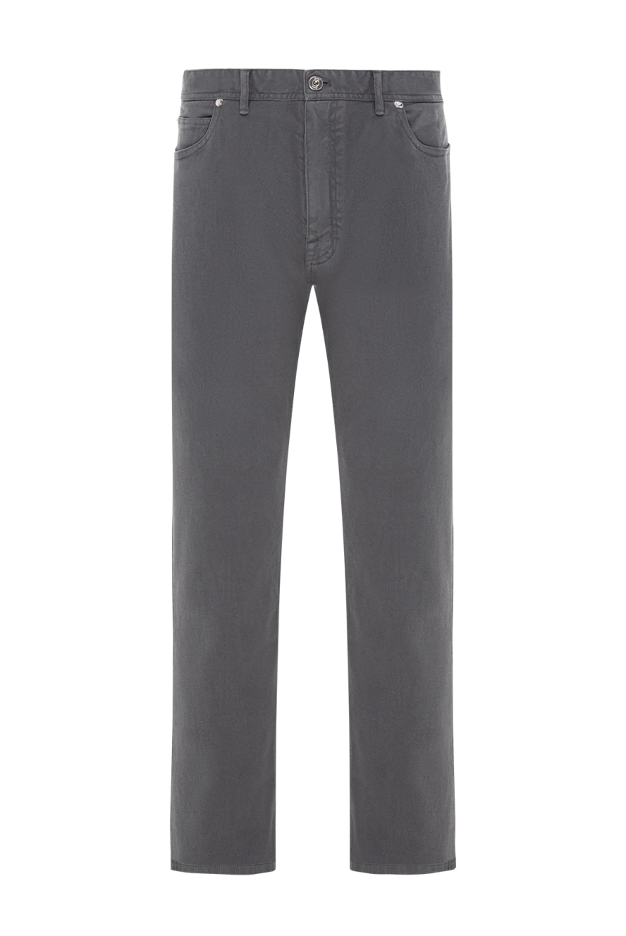 Brioni Темно-серые хлопковые брюки с прямым кроем и минималистичной отделкой - 98% хлопок, 2% эластан. молния, пуговица. пять карманов. Страна производитель: Италия. Уход: специализированная чистка - фото 1