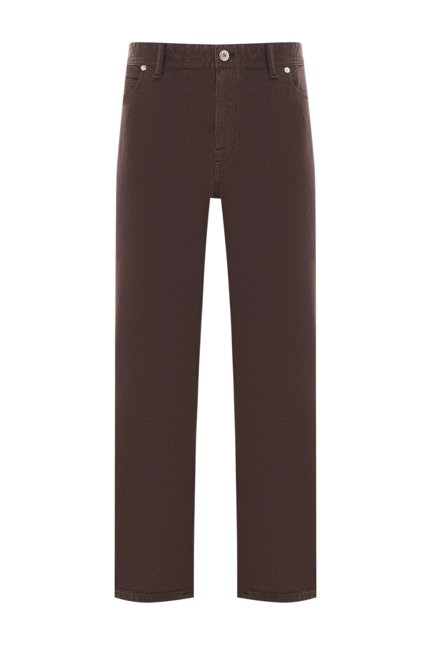 Brioni Мужские прямые джинсы из хлопка темно-коричневого цвета - логотип бренда. 98% хлопок, 2% эластан. пуговица, молния. пять карманов. Страна производитель: Италия. Уход: специализированная чистка - фото 1