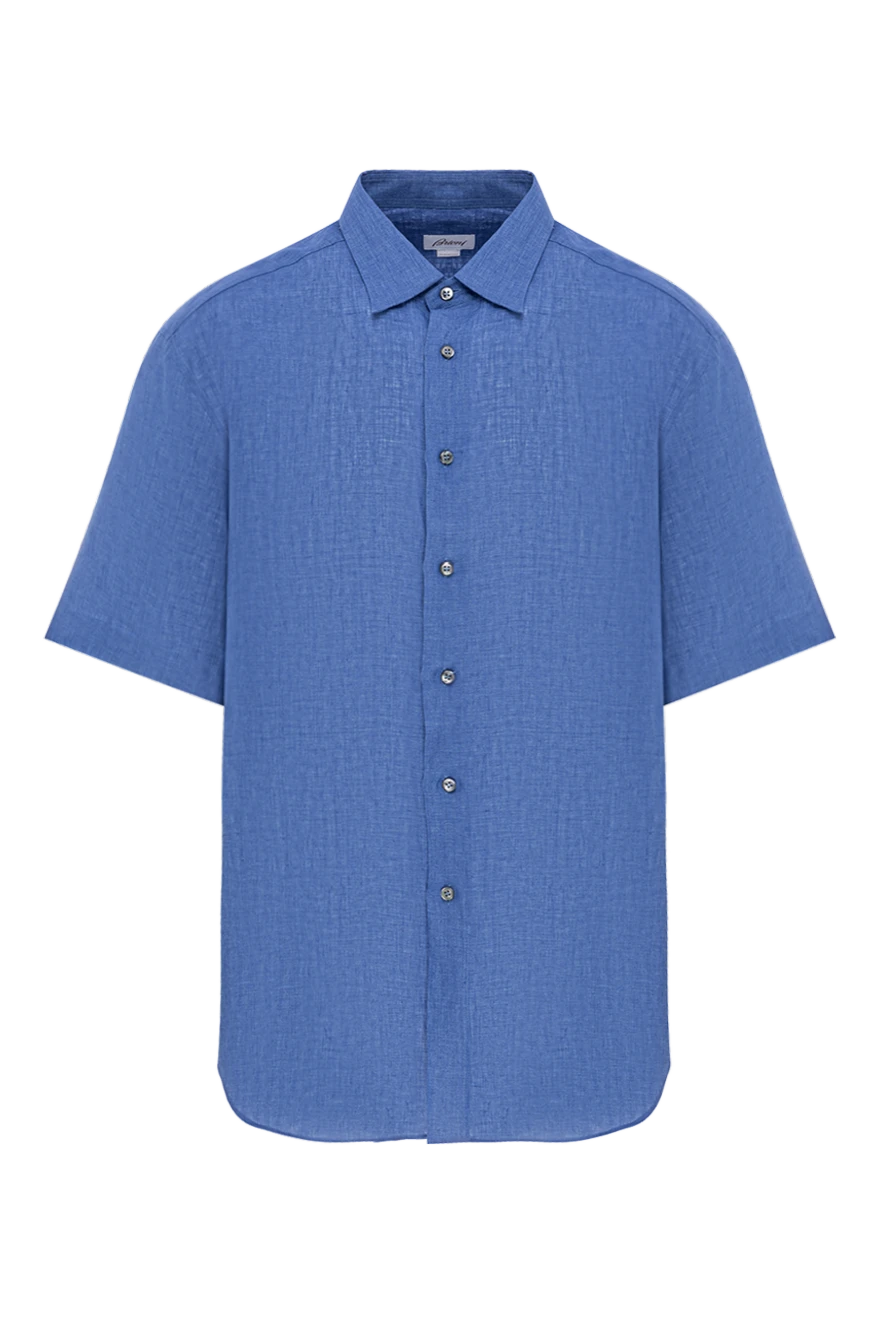 Brioni Men's light blue linen shirt with buttons - 100% linen. buttons. Country of manufacture: Italy. Care: specialized cleaning - photo 1