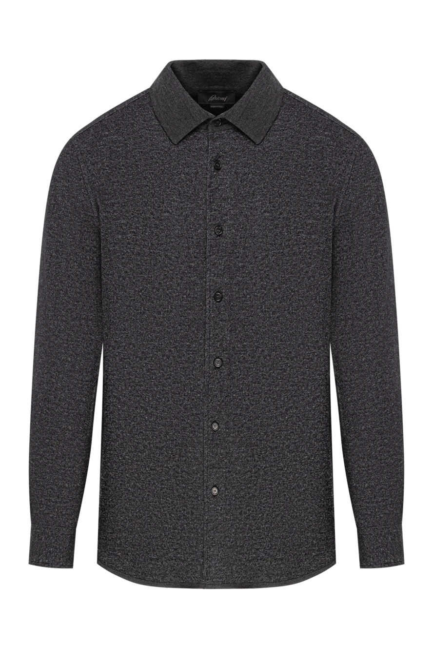 Brioni Рубашка из кашемира и хлопка тёмно-серого цвета с мягкой текстурой - 55% кашемир, 45% хлопок. пуговицы. Страна производитель: Италия. Уход: специализированная чистка - фото 1