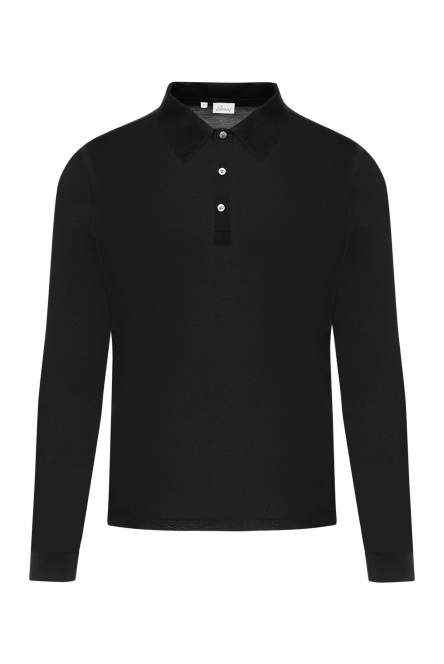 Brioni Men's black silk polo shirt with long sleeves - 100% silk. . Fastener: button. Country of manufacture: Italy. Care: specialized cleaning - photo 1