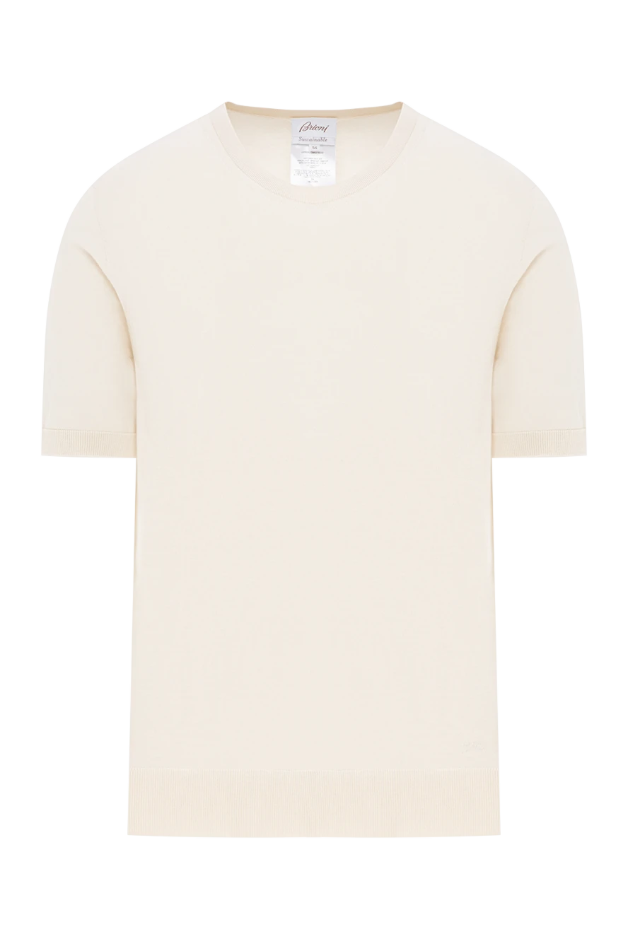 Brioni Мужской хлопковый джемпер цвета айвори с прямым кроем - 100% хлопок. Страна производитель: Италия. Уход: специализированная чистка - фото 1
