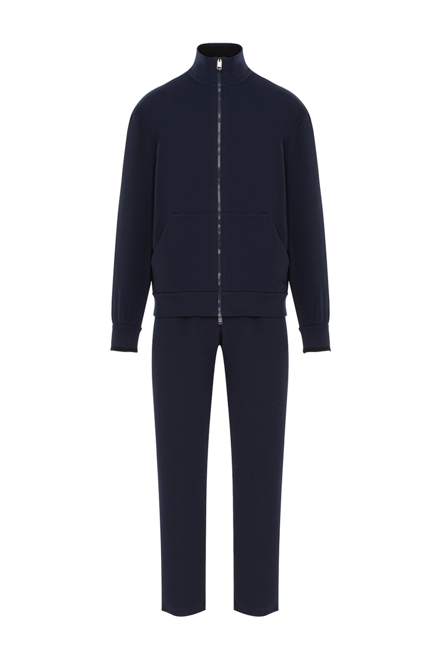 Brioni Dark blue men's sports and leisure suit with a zipper - 93% cotton, 7% polyamide. zipper. two side pockets. Country of manufacture: Italy. Care: specialized cleaning - photo 1