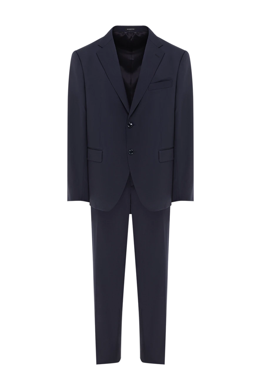 Sartoria Latorre Men's business suit made of pure wool in deep blue color - 100% wool. buttons. two side pockets, one chest pocket. Country of manufacture: Italy. Care: specialized cleaning - photo 1