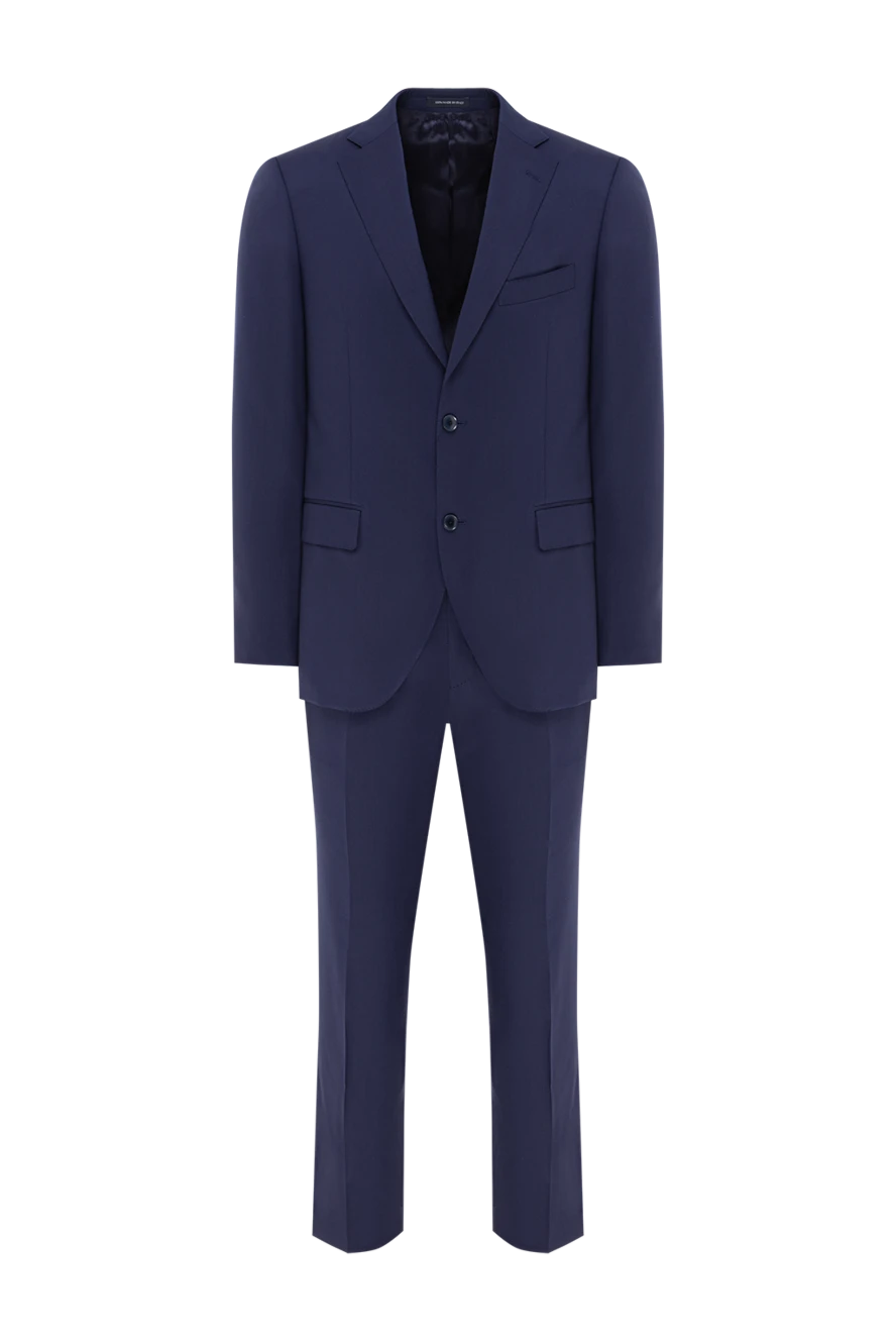 Sartoria Latorre Classic men's suit, blue wool, single-breasted cut - 100% wool. buttons. two side pockets, one chest pocket. Country of manufacture: Italy. Care: specialized cleaning - photo 1