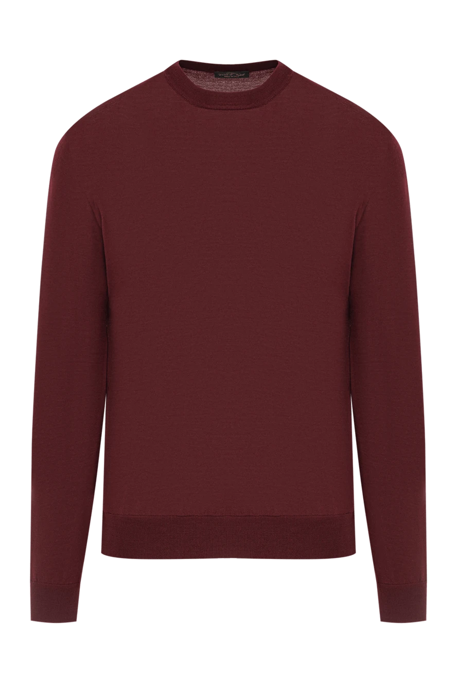 Cesare di Napoli Men's wool jumper burgundy with a round neck - 100% wool. Country of manufacture: Italy. Care: specialized cleaning - photo 1