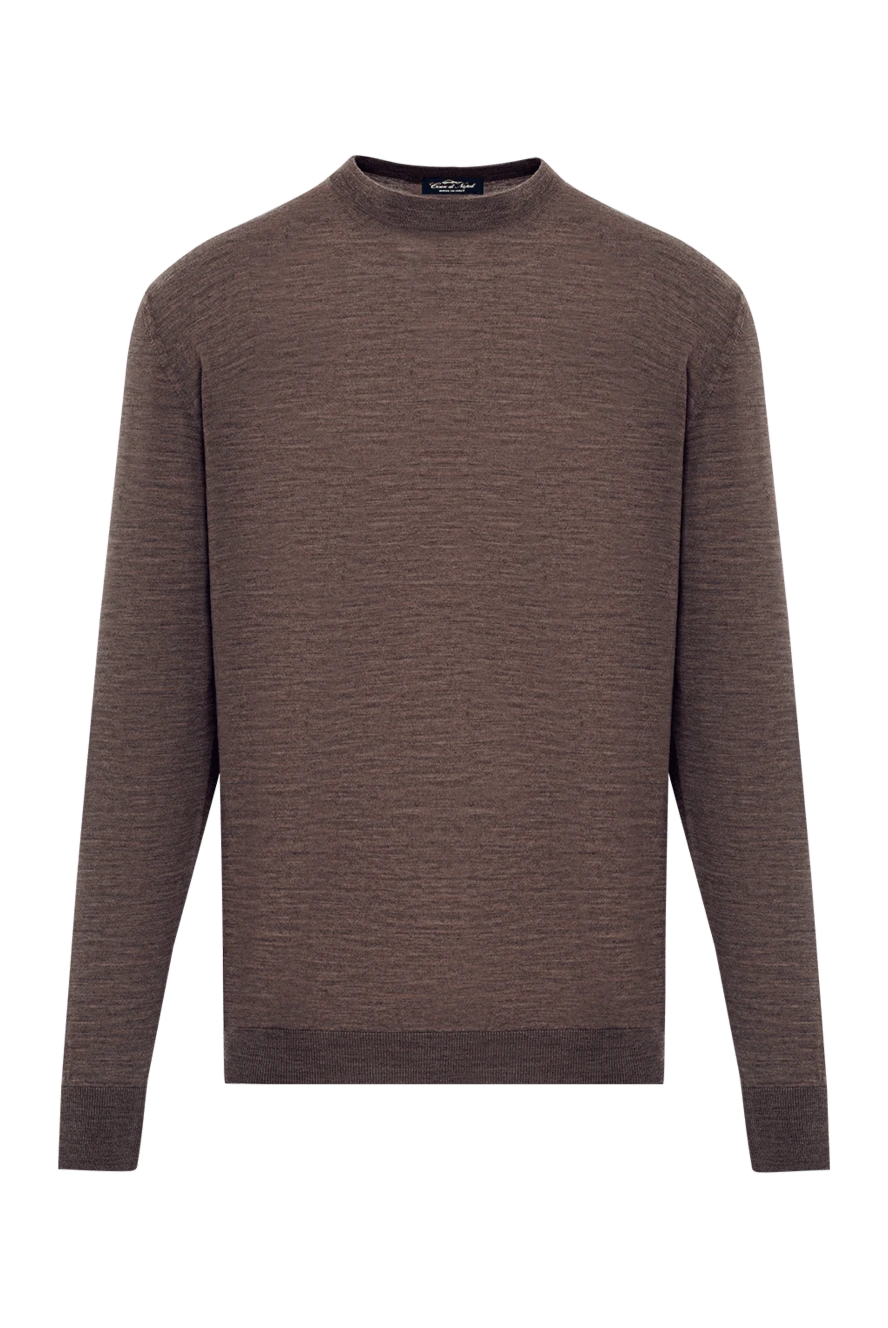 Cesare di Napoli Brown wool jumper in a minimalist style - 100% wool. Country of manufacture: Italy. Care: specialized cleaning - photo 1