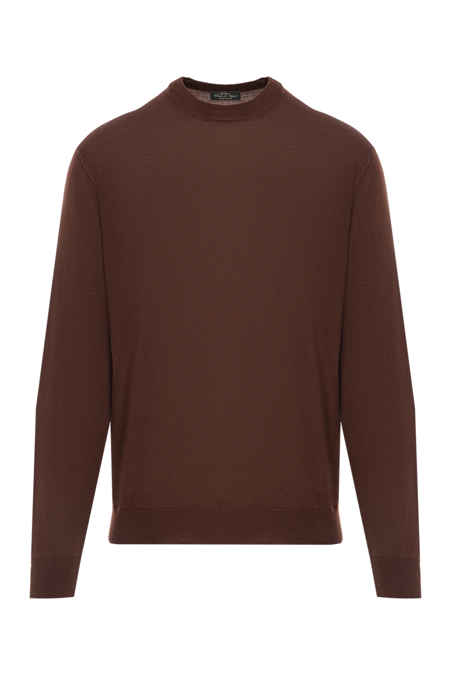 Cesare di Napoli Basic cut men's wool jumper in rich brown color - 100% wool. Country of manufacture: Italy. Care: specialized cleaning - photo 1