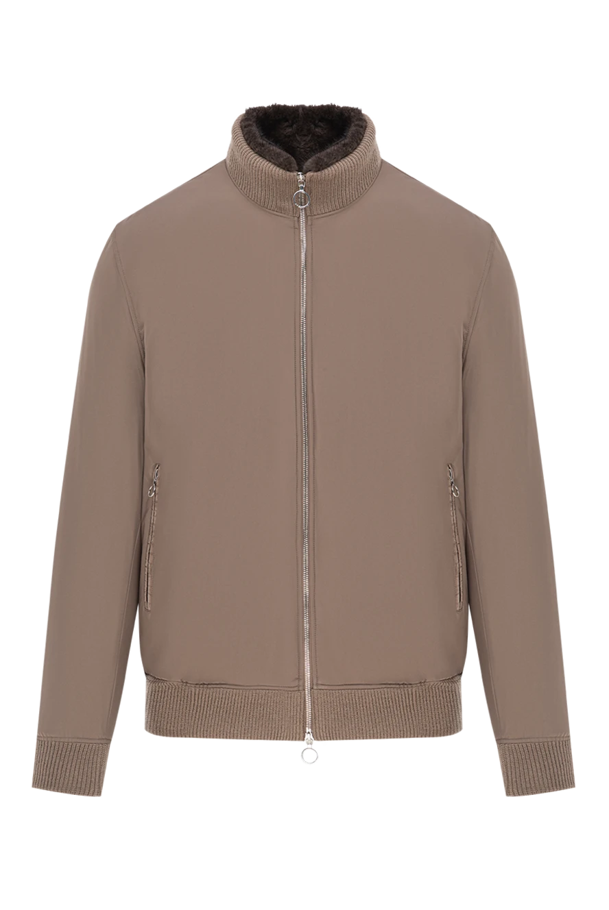 Seraphin Men's bomber jacket with zip, fur inside and crocodile leather details - crocodile leather inserts. 95% nylon, 5% crocodile leather, 100% natural fur. zippers. two side pockets. Country of manufacture: Italy. Care: specialized cleaning - photo 1