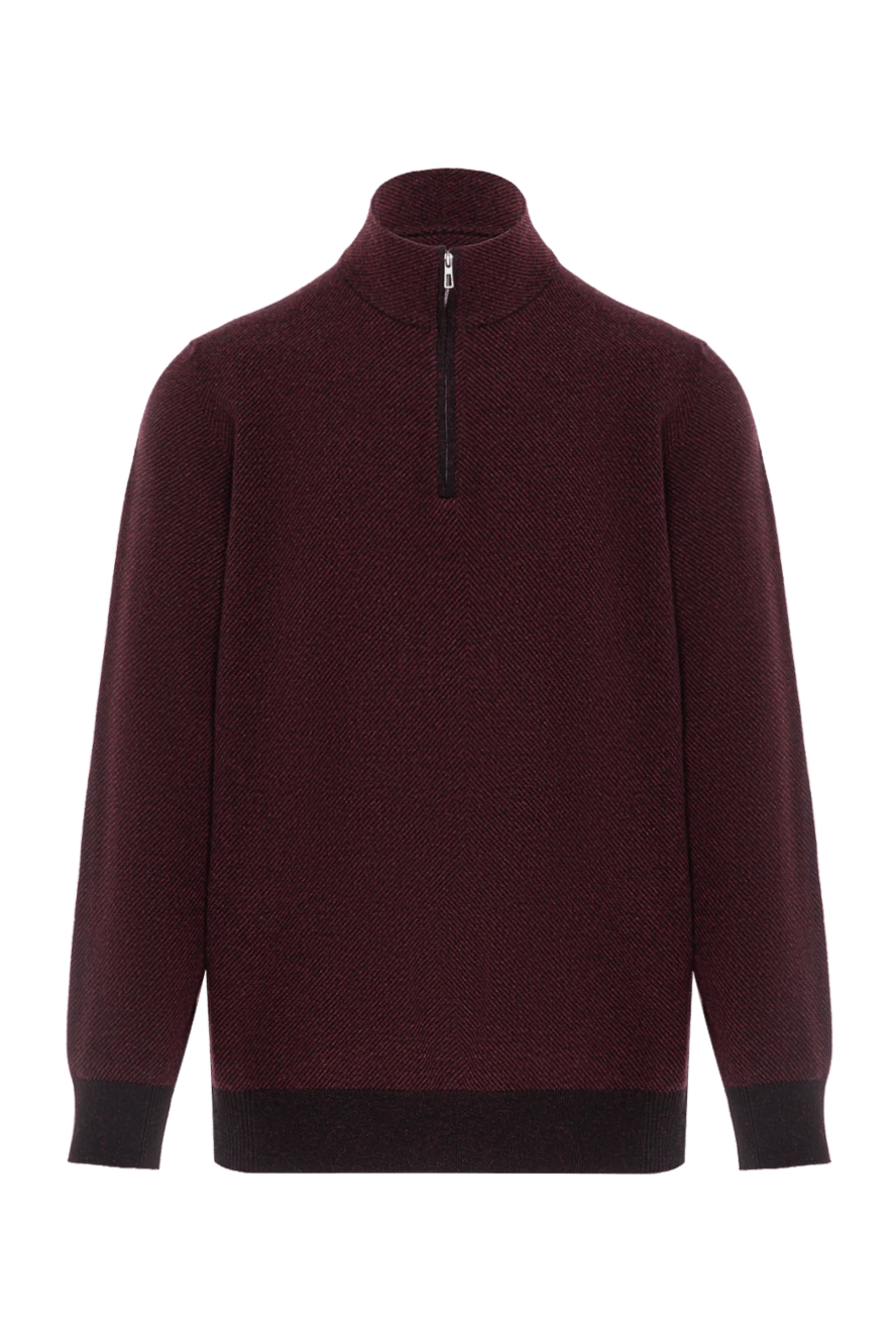Loro Piana Свитер Mezzocollo из кашемира с двухцветным жаккардовым узором мужской бордовый - 100% кашемир. молния. Страна производитель: Италия. Уход: специализированная чистка - фото 1