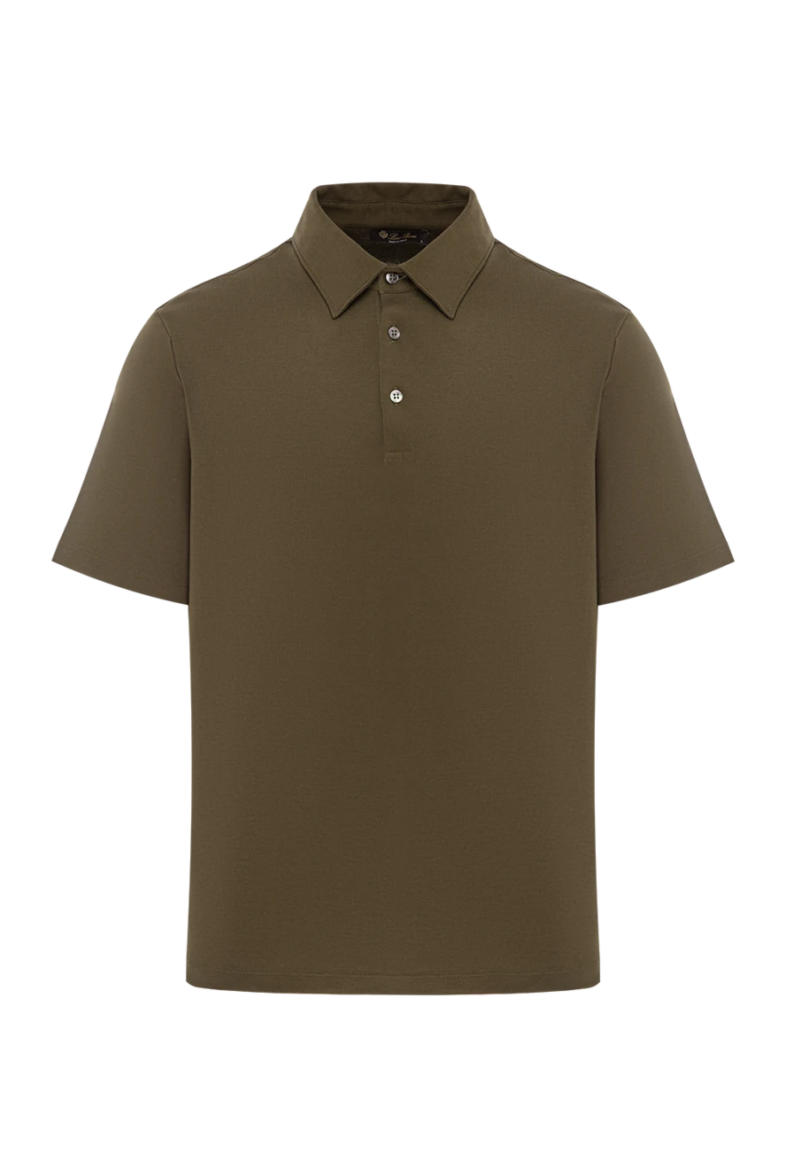 Loro Piana Рубашка-поло Tremezzo мужская зеленая из изысканного трикотажа интерлок - вышитый логотип по подолу. 100% хлопок. пуговицы. Страна производитель: Италия. Уход: специализированная чистка - фото 1